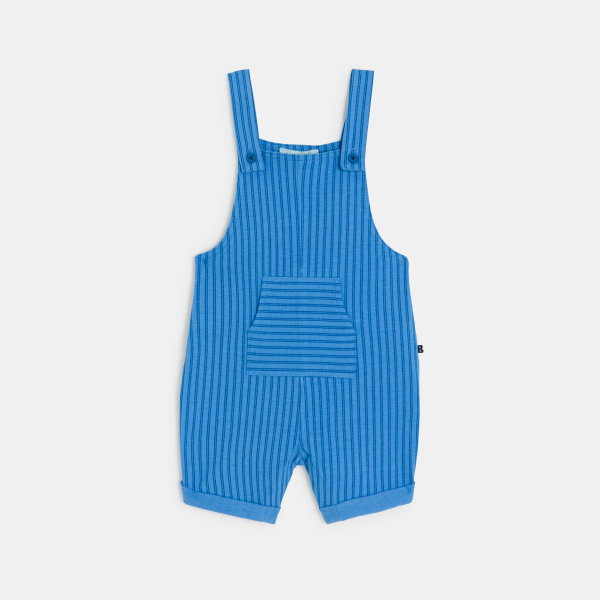 سالوبيت قصير من قماش قطني مقلم، أزرق اللون للولد الرضيع